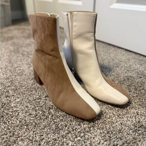 Oasis Tan and Cream Ankle Boots